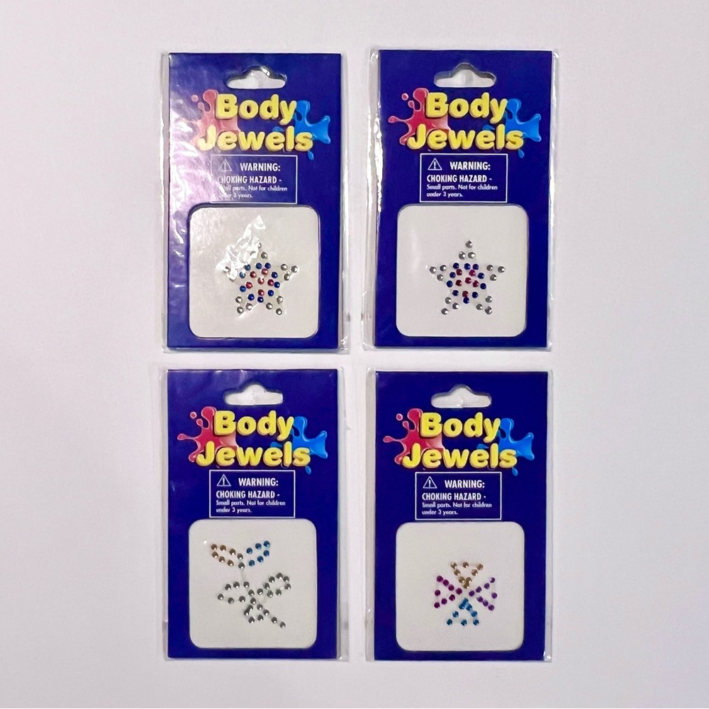 NEW 4-pack Body Jewels Adhesive Fashion Rhinestone Designs